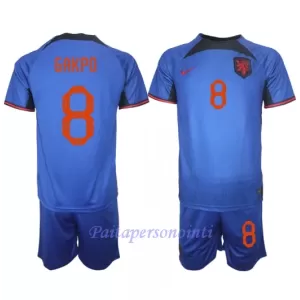 Hollanti Cody Gakpo 8 Virallinen Vieraspelipaita Lapset MM-kisat 2022 Hollanti Cody Gakpo 8 Virallinen Vieraspelipaita Lapset MM-kisat 2022