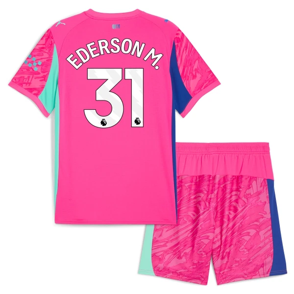 Manchester City Ederson Moraes M. 31 Maalivahdin Virallinen Paita Lapset 2025/26 Vaaleanpunainen Manchester City Ederson Moraes M. 31 Maalivahdin Virallinen Paita Lapset 2025/26 Vaaleanpunainen
