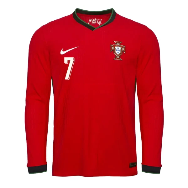 Portugali Cristiano Ronaldo 7 Virallinen Kotipelipaita Miehet 2025 Pitkähihainen