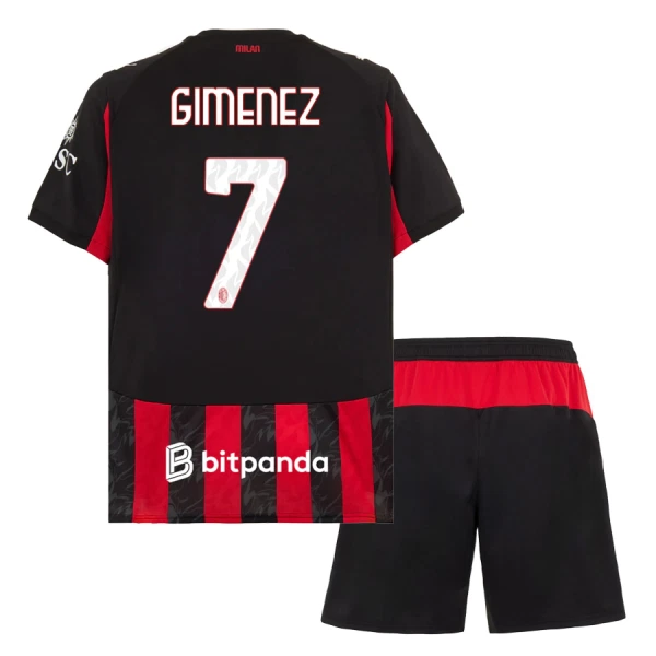 AC Milan Santiago Gimenez 7 Virallinen Kotipelipaita Lapset 2025/26 AC Milan Santiago Gimenez 7 Virallinen Kotipelipaita Lapset 2025/26