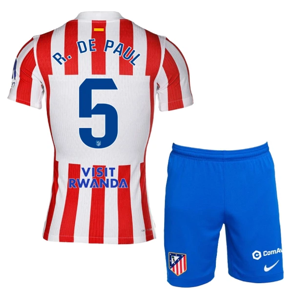Atlético Madrid Rodrigo de Paul 5 Virallinen Kotipelipaita Lapset 2025/26 Atlético Madrid Rodrigo de Paul 5 Virallinen Kotipelipaita Lapset 2025/26