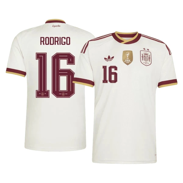 Espanja 2 Stars Rodrigo Hernández 16 Virallinen Vieraspelipaita Miehet MM-kisat 2026 Espanja 2 Stars Rodrigo Hernández 16 Virallinen Vieraspelipaita Miehet MM-kisat 2026